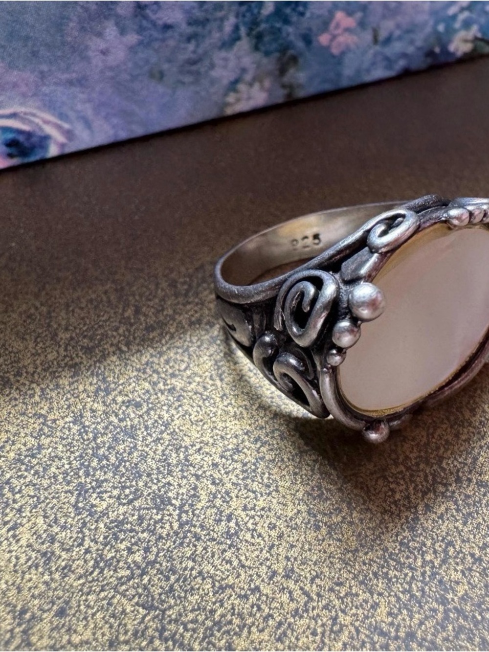 Sterling Silver White Mother-of-Pearl Statement Ring